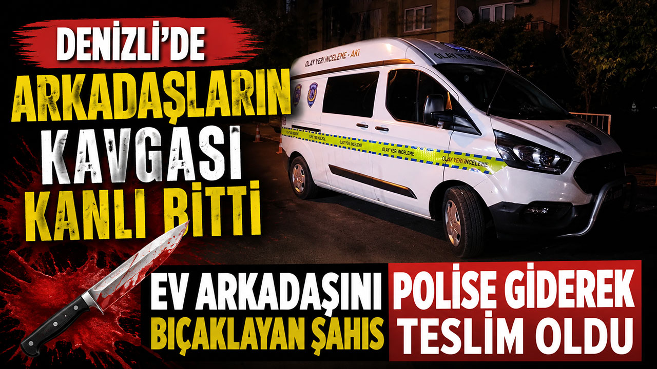 Denizli’de arkadaşların kavgası kanlı bitti Ev arkadaşını bıçaklayan şahıs polise giderek teslim oldu