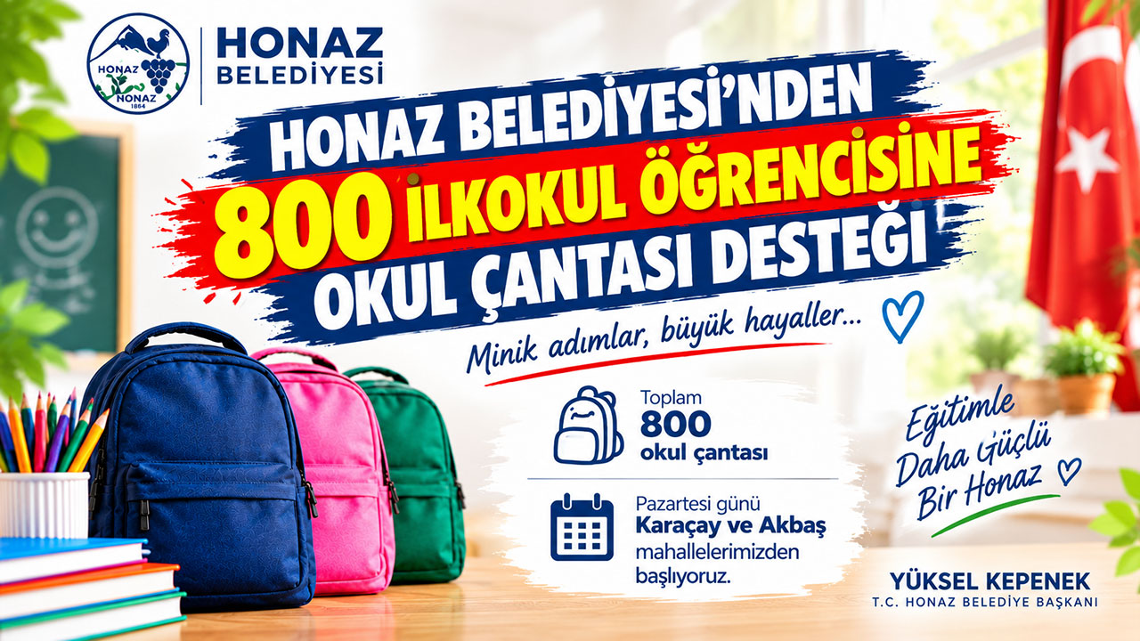 Honaz Belediyesi’nden 800 ilkokul öğrencisine okul çantası desteği