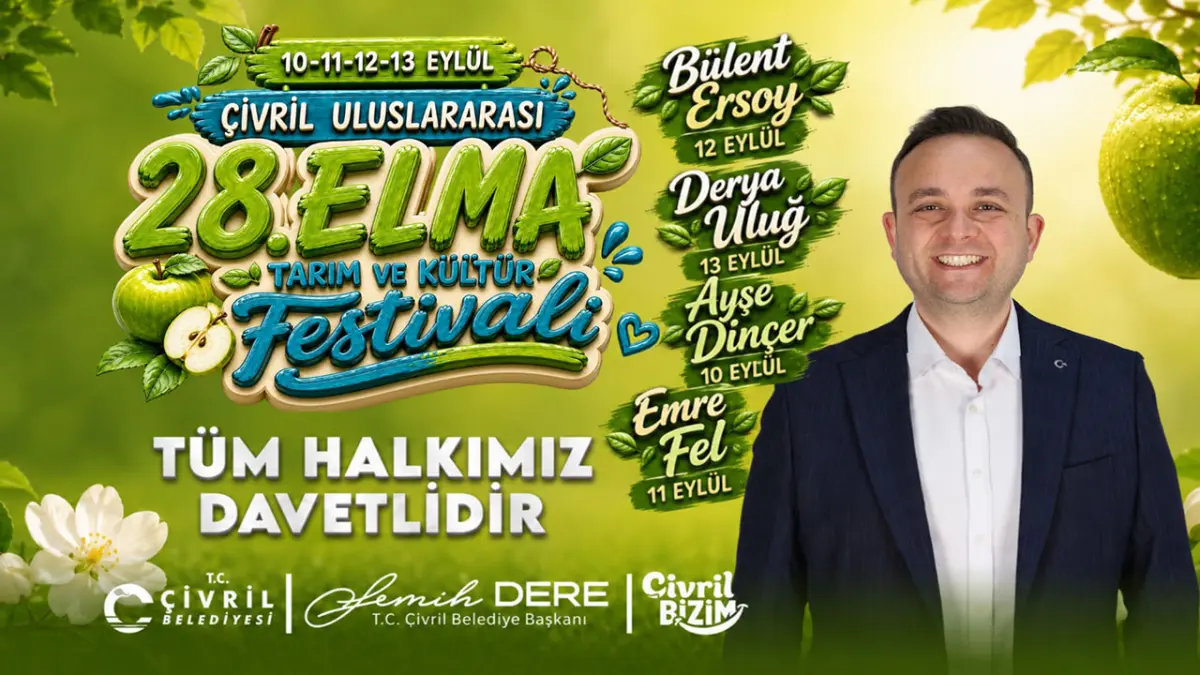 Çivril Belediyesi 28. Uluslarası Elma ve Kültür Festivali İlanı