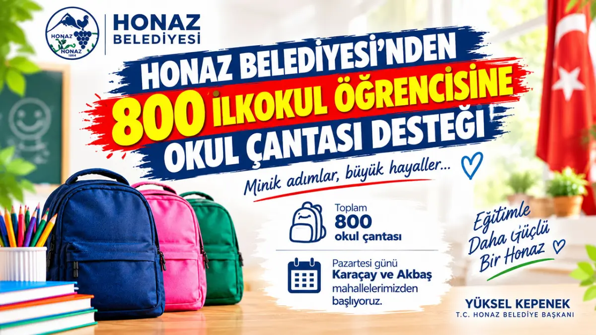 Honaz Belediyesi’nden 800 ilkokul öğrencisine okul çantası desteği