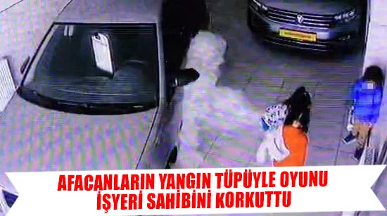 Afacanların Yangın Tüpüyle Oyunu İşyeri Sahibini Korkuttu