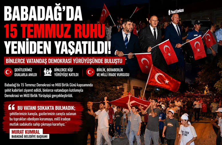 Babadağ’da 15 Temmuz Ruhu Yeniden Yaşatıldı! Binlerce Vatandaş Demokrasi Yürüyüşünde Buluştu